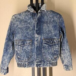 Vintage 80s Levi's Acid Wash Denim Bomber Jacket Men's M